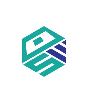 dsa  letter hexagon vector logo