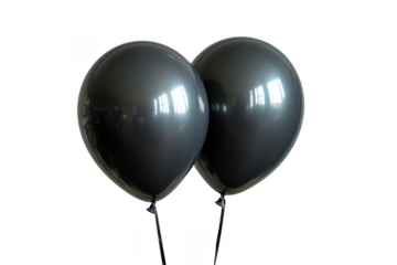 2 grey balloons isolated on transparent background, png file, no background png file