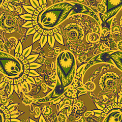 Vintage floral background. Damask paisley seamless vector pattern