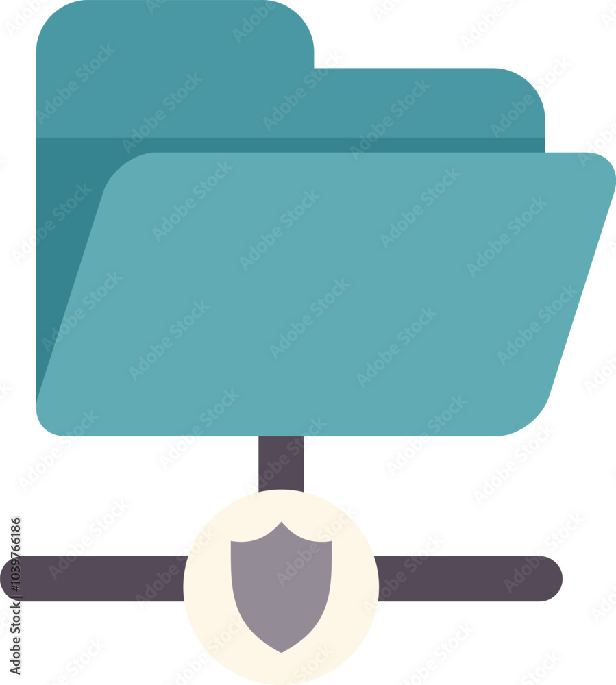 Poster this minimal vector illustration depicts a folder being shared securely through a network connection