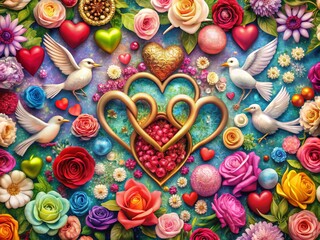 Naklejka premium 20 Romantic Symbols of Love and Their Meanings - Captivating Imagery for Valentine's Day and Relationship Themes