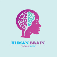 Gradient woman brain logo design template