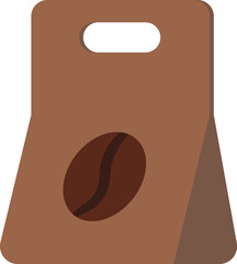 Vector illustration of paper coffee bag in solid cartoon style. Coffee-themed event, a cafe menu element, a coffee shop advertisement, a coffee-related blog post. Barista equipment. The icons are perf