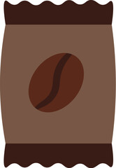 Vector illustration of a bag of coffee beans in solid cartoon style. Coffee-themed event, a cafe menu element, a coffee shop advertisement, a coffee-related blog post. Barista equipment. The icons are