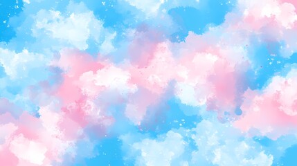 Fototapeta premium Abstract Watercolor Background with Pink Blue and White Clouds