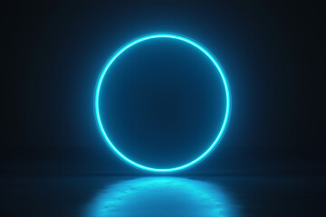 Neon Blue Geometric Circle Design - Abstract Background for Modern and Futuristic Concepts