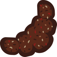 Vector illustration of a croissant with sprinkles in solid cartoon style. Coffee-themed event, a cafe menu element, a coffee shop advertisement, a coffee-related blog post. The icons are perfect for w