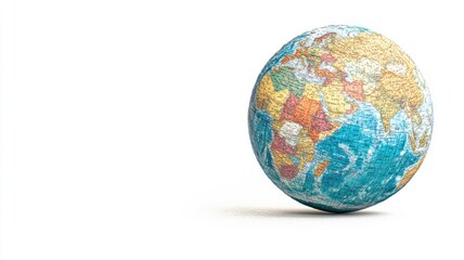 Detailed globe showing continents and countries in various colors