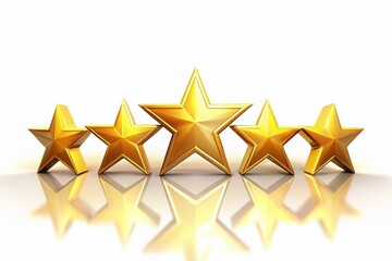 Fototapeta premium 5-Star Rating Animation on White Background - High Dynamic Range Visuals for Reviews and Feedback