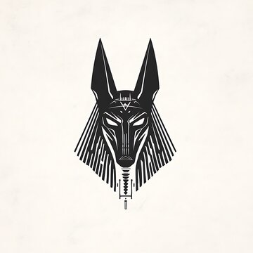 recommend clip art: Black and white illustration of an Anubis head.