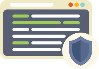 Fototapeta premium Web browser window with a shield icon, representing a secure platform protecting user data and privacy