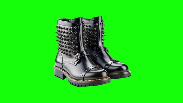 pair of boots green screen animation motion graphic with chroma key clip template 4k Background. Easy removed green screen. High resolution. Ultra High Definition, 4k video.