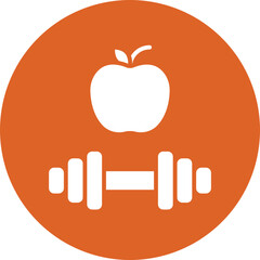 Dumbbell with Apple glyph circle icon