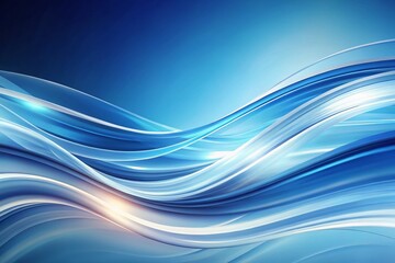 Obraz premium Abstract Blue and White Wave Design - Elegant Smooth Curves for Modern Digital Art Backgrounds