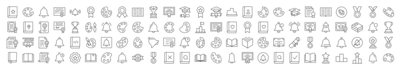 Fototapeta premium Award, Ring, Book, Medal, Watercolor Collection of Thin Icons. Editable Stroke. Suitable for Web Sites, Books, Cards, Apps