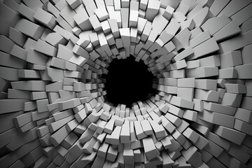 A hole to a dark place made out of blocks. (Generative AI)