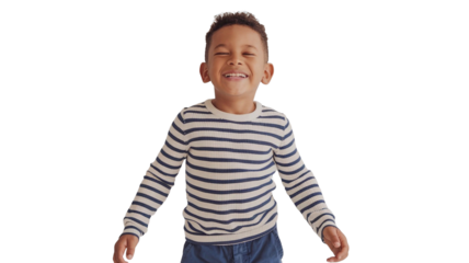 joyful full-length boy on a transparent background, png