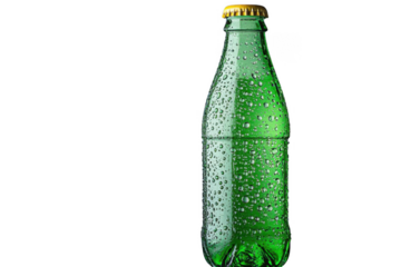 Green soda bottle isolated on transparent background, png file, no background png file