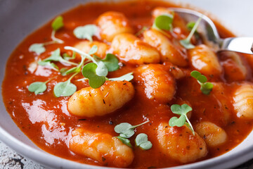 Tomato soup with gnocchi.