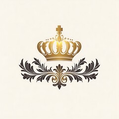 Golden crown with floral design on white background.