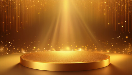 スポットライトが当たっている金色のステージの背景