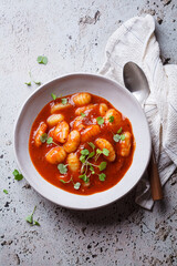 Tomato soup with gnocchi.