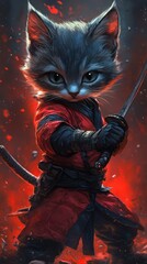 Chibi Cat Hero: Dynamic Dual Katanas Strike