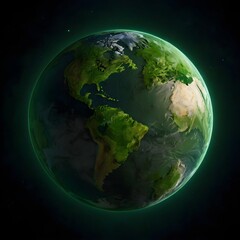 Fototapeta premium Ecology concept Green planet earth with tress world environment and earth day, Sustainable green Eco-friendly creative idea concept design, isolated on white and transparent background, ai generate