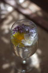 glass of water with flower