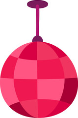 A vibrant vector illustration of disco ball in joyful cartoon style. A lively music festival or celebration with joyous atmosphere. Music cafe or club decoration. Elements for birthday parties, school