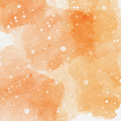 A watercolor painting of a bright orange background with white dots scattered throughout. Orange watercolor abstract background texture.