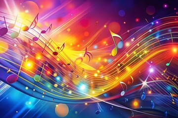 Fototapeta premium Abstract Music Background with Notes and Vibrant Colors for Creative Design Projects