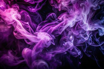 Abstract Purple and Black Smoke Patterns on Dark Background for Artistic Concepts