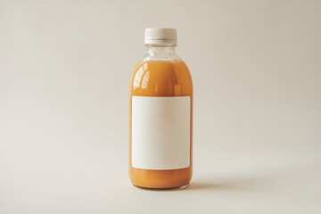 Organic orange juice jam syrup drink glossy bottle jar blank white label mockup