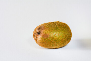 Single kiwi fruit isolated with text space