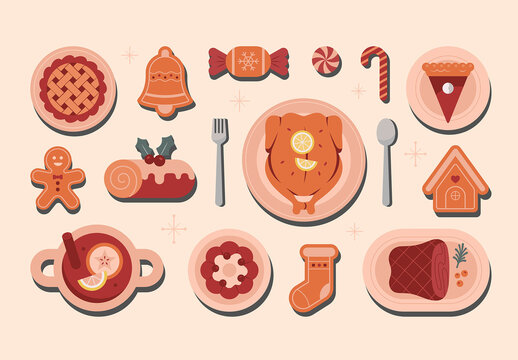 Christmas Food Illustration Set