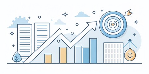 Obraz premium Achieving Business Goals in 2024: Minimalist Concept for Investment and Success