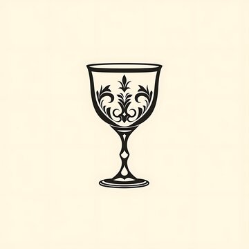 Ornate wine glass with floral design.