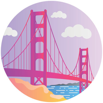 Golden gate bridge america landscape gradient color illustration