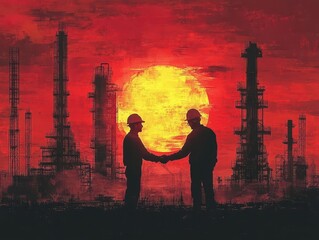 construction worker and contractor shaking hands on a factory site, symbolizing successful collaboration and the spirit of teamwork in the construction industry
