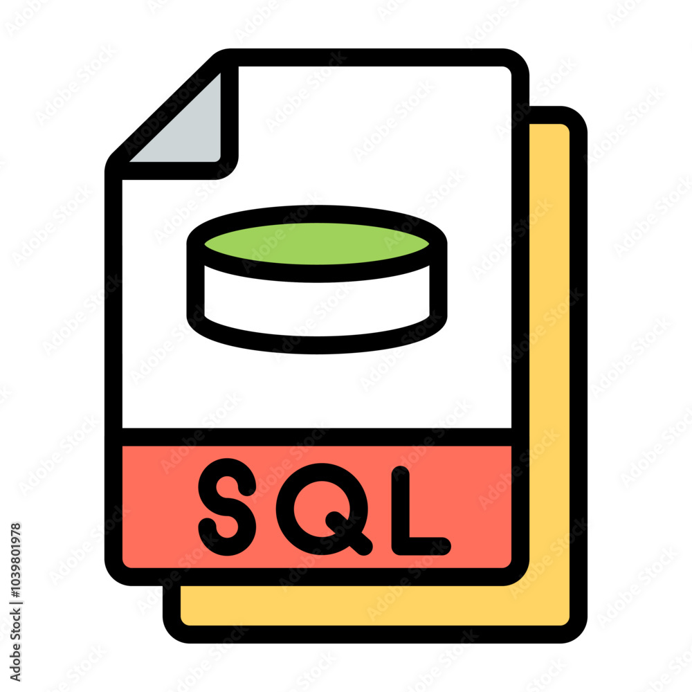 Wall mural Editable design icon of sql file

