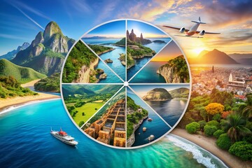 Aerial Travel Agency Logo Design Featuring Scenic Landscapes and Iconic Landmarks for Ultimate Adventure and