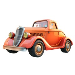 3D cartoon art style car isolated white background, graphic element resource design