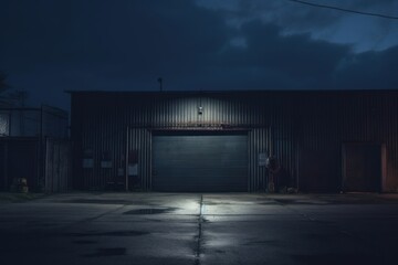 Obraz premium Warehouse gate architecture building evening.
