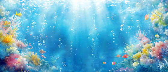 Fototapeta premium Vibrant Underwater Scene with Colorful Coral Reefs and Fish