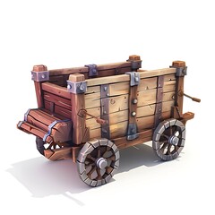 3D cartoon art style of cart isolated white background, graphic element resource design
