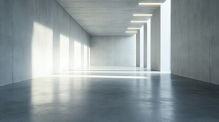 Obraz premium Minimalist interior with natural light and concrete walls