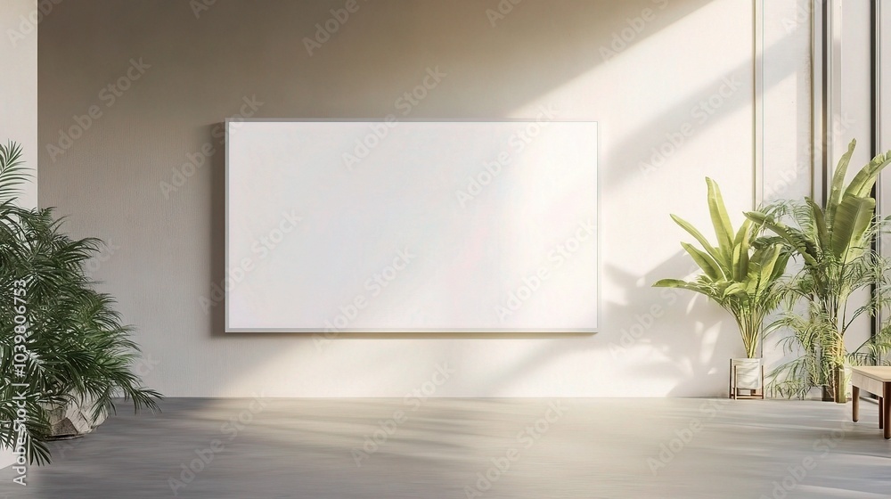 Wall mural Modern Minimalist Interior with Blank Canvas