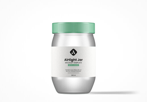 Airtight Frosted Glass Jar Mockup