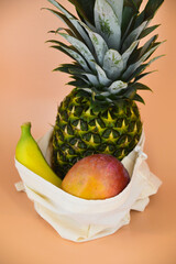 fruits tote bag grocery bag tropical cart